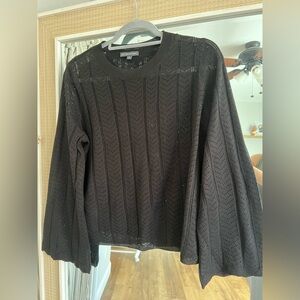 Black Eyelet Knit Sweater with bell sleeves